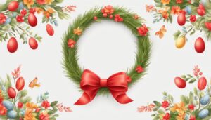 red easter wreath aesthetic background illustration