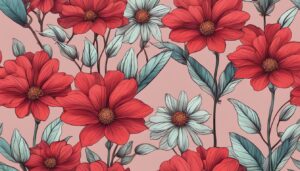 red flowers aesthetic background illustration