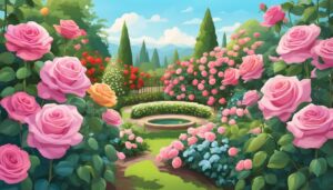rose garden aesthetic background illustration