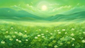 sage green flowers aesthetic background illustration