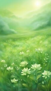 sage green flowers aesthetic background illustration