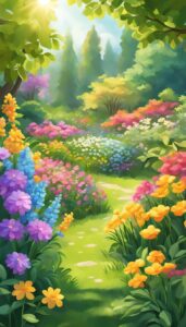 spring flower garden aesthetic background illustration