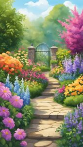 spring flower garden aesthetic background illustration
