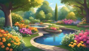 spring secret garden aesthetic illustration background