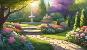 spring secret garden aesthetic illustration background