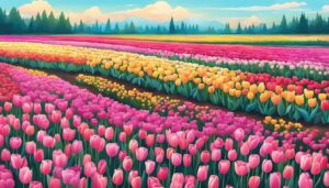 spring tulips aesthetic background illustration