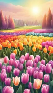 spring tulips aesthetic background illustration