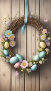 vintage easter wreath aesthetic background illustration