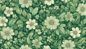 vintage green flowers aesthetic background illustration