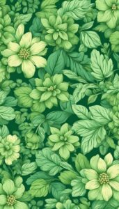 vintage green flowers aesthetic background illustration