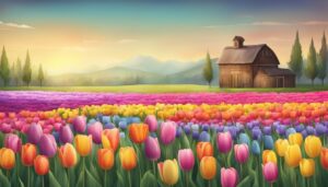 vintage tulips aesthetic background illustration