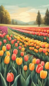 vintage tulips aesthetic background illustration