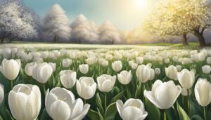 white tulips aesthetic background illustration