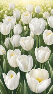 white tulips aesthetic background illustration