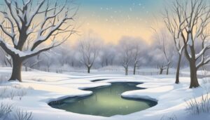 winter secret garden aesthetic illustration background