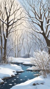 winter secret garden aesthetic illustration background