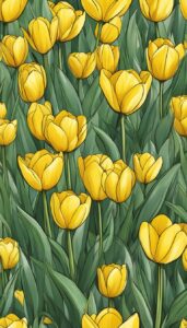 yellow tulips aesthetic background illustration