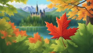 Canadian landscape maple leaf background illustration 1