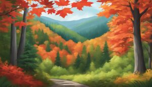 Canadian landscape maple leaf background illustration 2