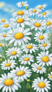 Hand Drawn Style daisy flower aesthetic background illustration 3