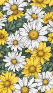 Hand Drawn Style daisy flower aesthetic background illustration 4