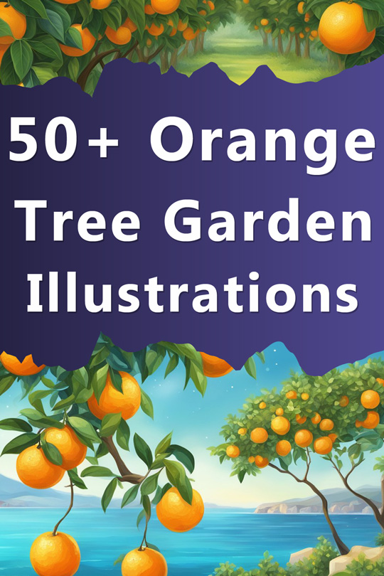 Orange Fruit Tree Garden Illustration Backgrounds