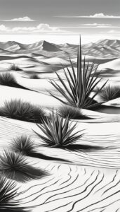 black and white aloe vera plants aesthetic illustration background 3