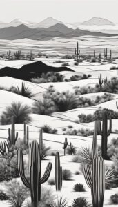 black and white cactus aesthetic illustration background 5
