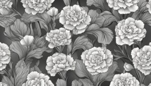 black and white monochrome carnation flowers aesthetic background illustration 1