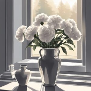 black and white monochrome carnation flowers aesthetic background illustration 4