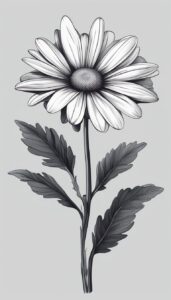 black and white monochrome daisy flower aesthetic background illustration 3