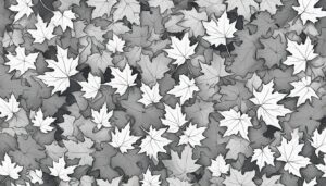 black and white monochrome maple leaf background illustration 1