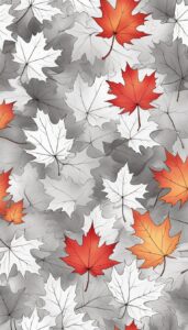 black and white monochrome maple leaf background illustration 3