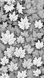 black and white monochrome maple leaf background illustration 4