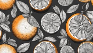 black and white monochrome orange fruit pattern background illustration 3