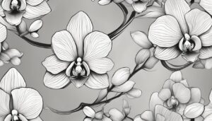 black and white monochrome orchid flower aesthetic illustration background 1