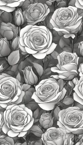 black and white monochrome roses aesthetic background illustration 3