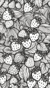 black and white monochrome strawberry pattern background aesthetic illustration 2