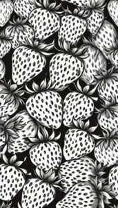 black and white monochrome strawberry pattern background aesthetic illustration 3