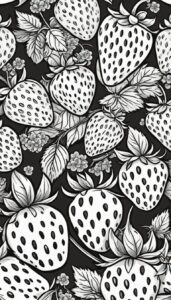 black and white monochrome strawberry pattern background aesthetic illustration 5