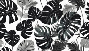 black and white monstera plant aesthetic illustration background 2