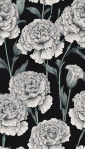 black dark carnation flowers aesthetic background illustration 2