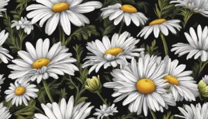black dark daisy flower aesthetic background illustration 2