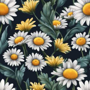 black dark daisy flower aesthetic background illustration 4
