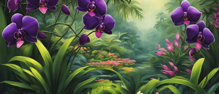 black dark orchid flower aesthetic illustration background 1