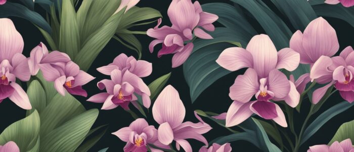 black dark orchid flower aesthetic illustration background 2
