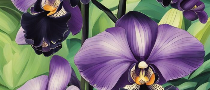 black dark orchid flower aesthetic illustration background 5