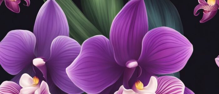 black dark orchid flower aesthetic illustration background 6