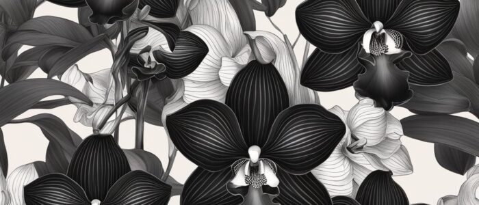black dark orchid flower aesthetic illustration background 7