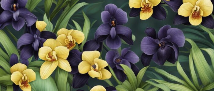 black dark orchid flower aesthetic illustration background 8
